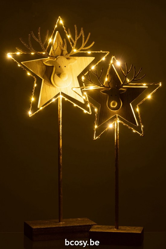 Jline Rentier Stern Auf Fuß Led Holz Gold Weiß Large rentiere.