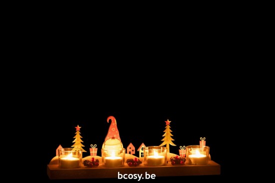 J Line photophores Jolipa Photophore Noel 4 Pieces Pere Noel Bois Metal.