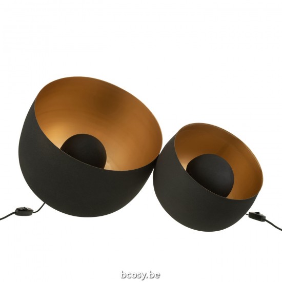 J Line Lamp Round Interior Gold Metal Black Large Table Lights.