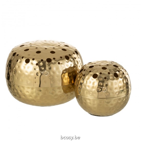 Jline Vaas Ball Met Gaten Metaal Goud Large.