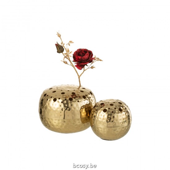 J Line Vase Boule With Holes Metal Gold Large.