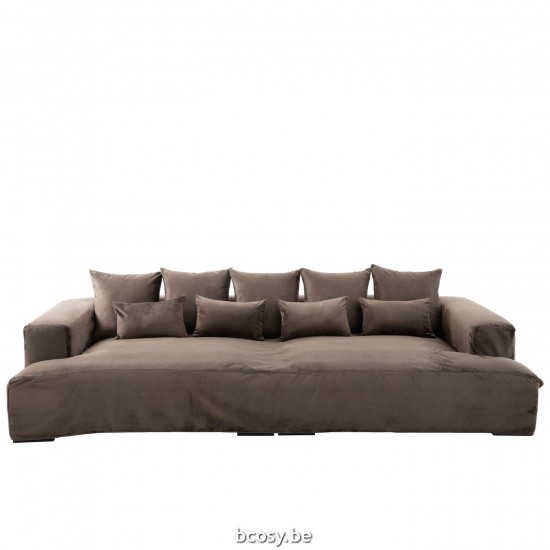 J Line housses de chaises baches de protection Jolipa Housse Fauteuil 9 Coussins Monaco Velours Xxl Marron Fonce.