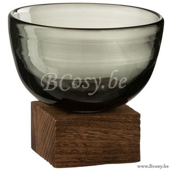 vases Jolipa Jline Vase Sur Pied Large Verre Bois Gris Marron Foncé Small