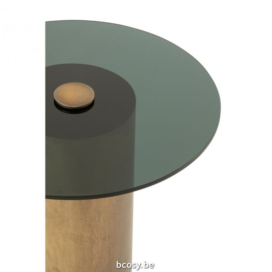 J Line tables d appoint bouts de canapé Jolipa Table D Appoint Soni Fer Verre Noir Bronze.