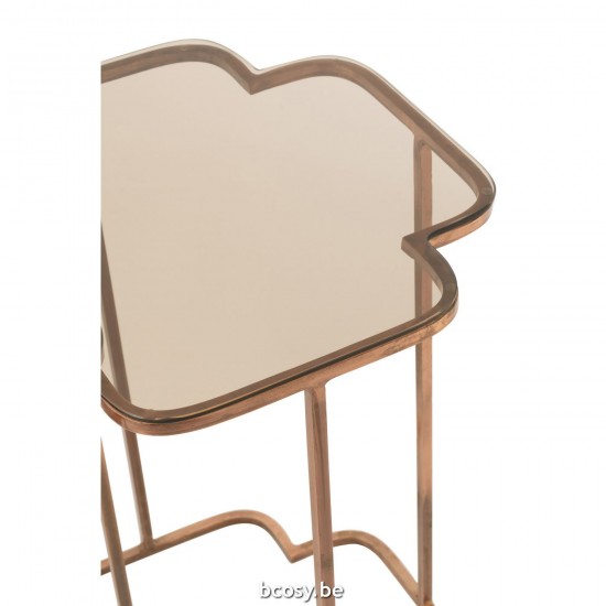 J Line tables d appoint bouts de canapé Jolipa Set De 2 Tables Ones Metal Cuivre.