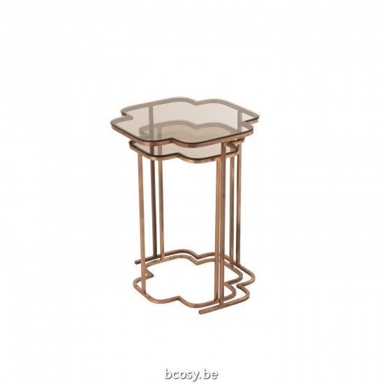 J Line Set Of 2 Tables Ones Metal Copper nested side tables sidetables.