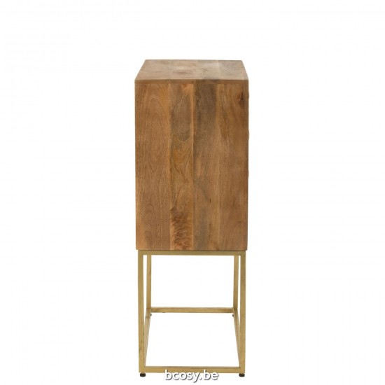 J Line armoires Jolipa Armoire Sur Pied Nino Metal Bois De Manguier Naturel Or.