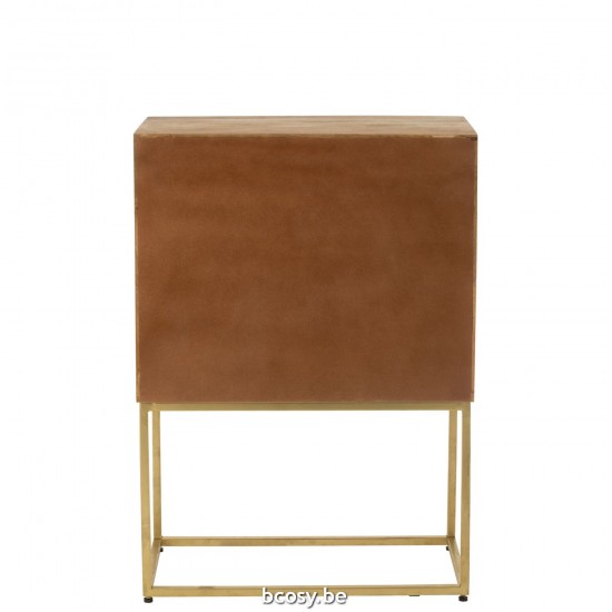 Jline Kast Nino Op Staander Metaal Mangohout Naturel Goud.