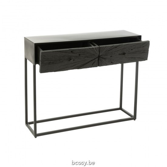 J Line Console Shanil Legno Ferro Nero Consola Shanil Madera Metal Negro.