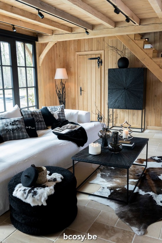 JLine J Line Barkast Shanil Hout Ijzer Zwart wandkasten.