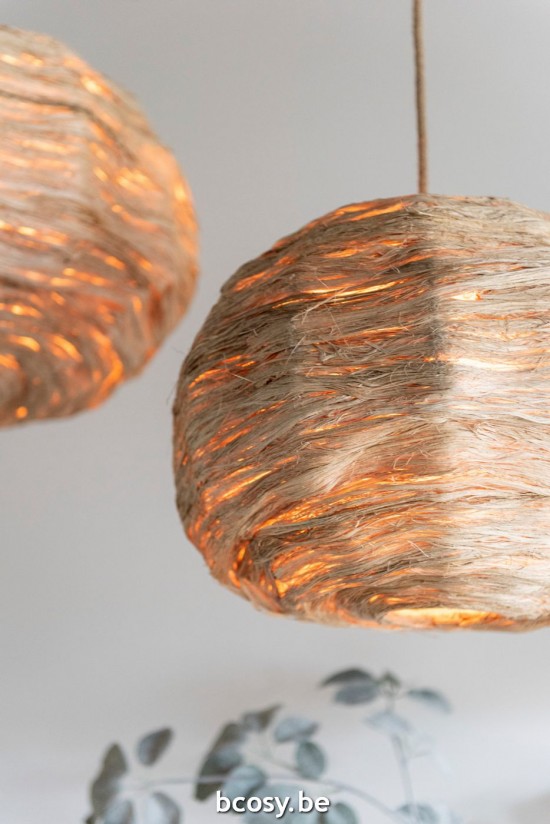 Jline Lámpara Suspensión Bola Hojas De Plátano Natural Large.