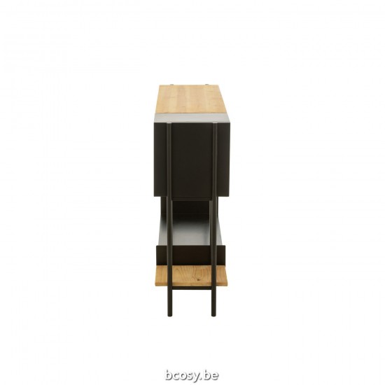 J Line Console Tina Fir Wood Iron Black Natural sidetables.
