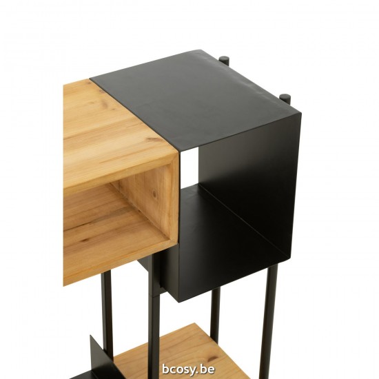 Jline Consola Tina Madera Metal Negro Natural.