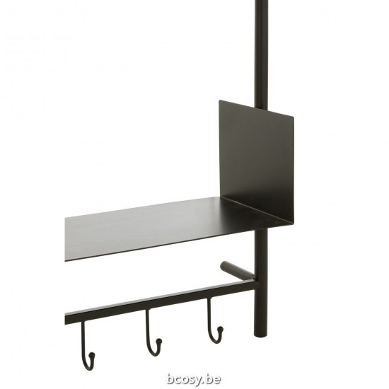 Jline Wandgarderobe Spiegel Tina Holz Eisen Schwarz Naturell kleiderstaender hutstaender.