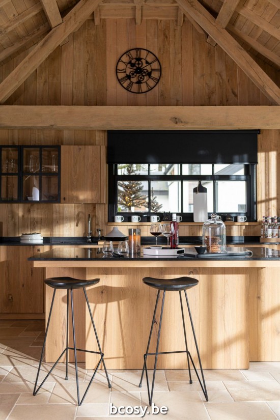 Jline Silla Barra Madera Teak Hierro Negro.