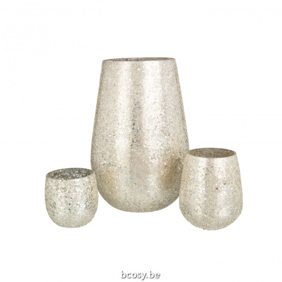 Jline Kaarsenhouder Glinstering Glas Goud Large.