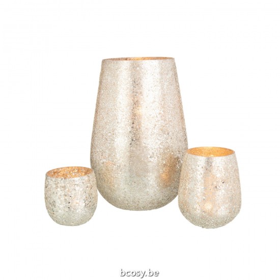 J Line Candle Holder Sparkle Glass Gold Large tea lights holders.