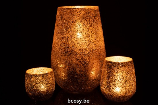 Jline Windlicht Glanz Glas Gold Large t lichthalter teelichtleuchter teelichte.