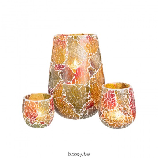 J Line Candle Holder Sunset Glass Multi Large tea lights holders.
