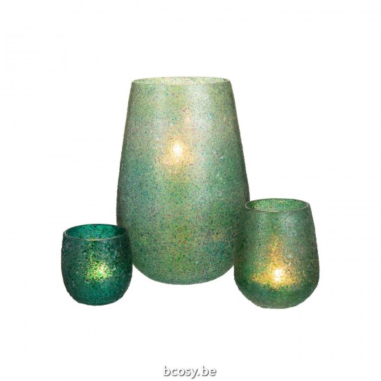 J Line Candle Holder Tom Glass Green Large tea lights holders.