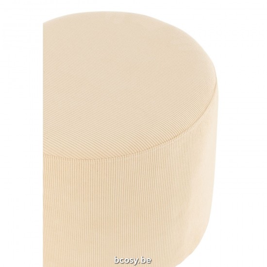J Line poufs Jolipa Pouf Velours Cotele Creme.