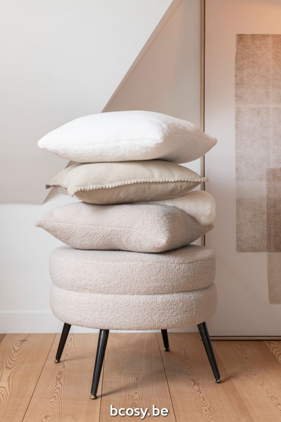 Jline Cojín Teddy Tejido De Rizo Beige Cálido.