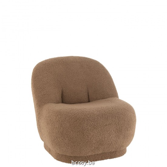 J Line Pouf Teddy Velluto Bianco Marrone Pouf Teddy Terciopelo Blanco Marron.