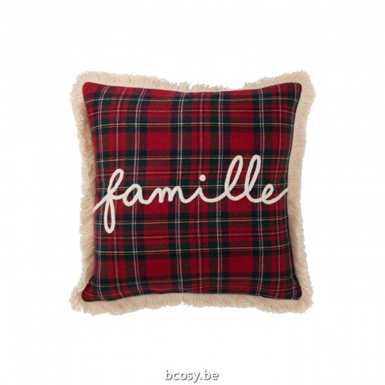 Jline Kussen Ruit Famille Rood Groen.