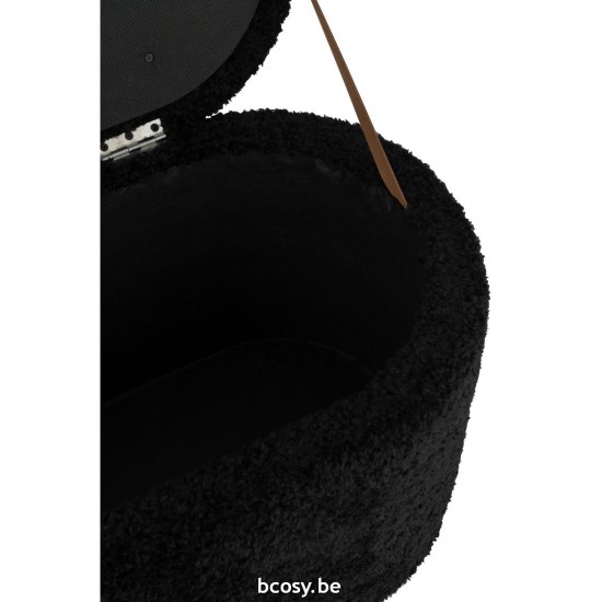 J Line poufs Jolipa Pouf Rangement Teddy Poly Noir.