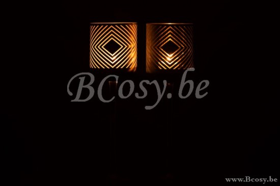 J Line bougeoirs Jolipa Photophore Pied Quadrille Verre Blanc Or Large Assortiment De 2.