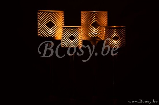 Jline Teelichthalter Auf Fuß Kariert Glas Schwarz Gold Large 2 Sortiert t lichthalter teelichtleuchter teelichte.