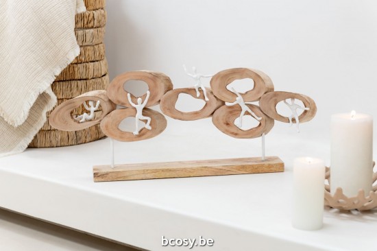 Jline Figuras 5 En Anillo Sobre Base Madera Mango Natural.