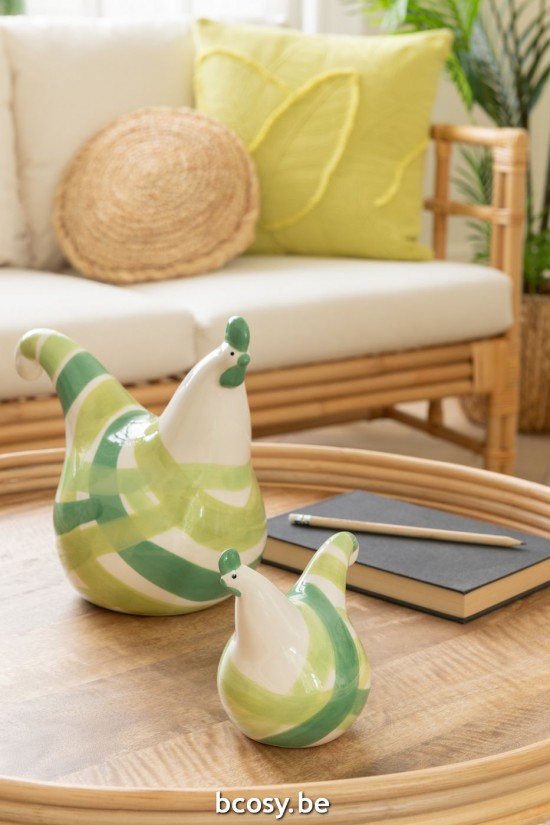 Jline Juego De 3 Gallinas Líneas Dolomita Verde Mix.