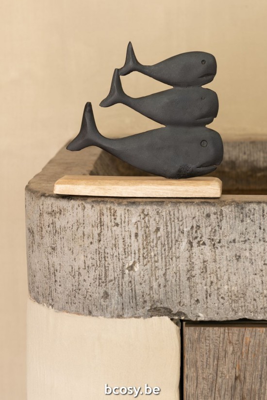 Jline Ballenas Sobre Base Aluminio Negro Small.