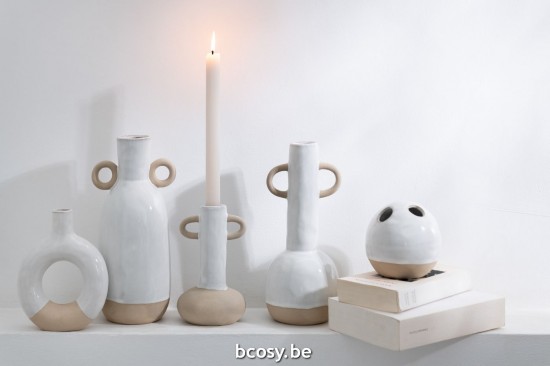 Jline Portavelas Asas Porcelana Blanco Beige.