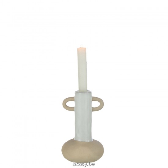 J Line vases Jolipa Chandelier Anses Porcelaine Blanc Beige.