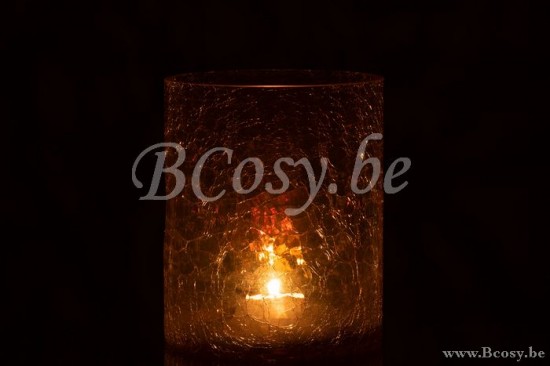 J Line lanternes photophores Jolipa Photophore Craquele Verre Ambre Large.