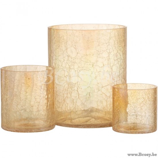 Jline Windlicht Crackle Glas Amber Large.