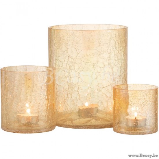 J Line Hurricane Crackle Glass Amber Large lanterns hurricanes.