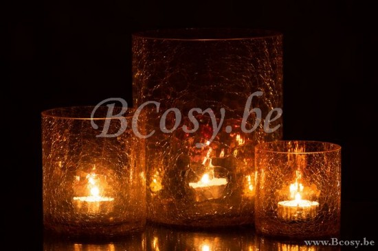 Jline Windlicht Rissig Glas Amber Large lanternen.