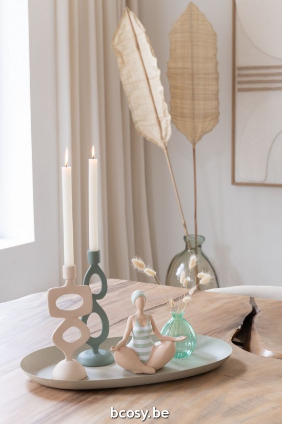 J Line Candeliere Anelli Alluminio Verde Assortimento Di 2 Portavelas Anillos Aluminio Verde Surtido De 2.