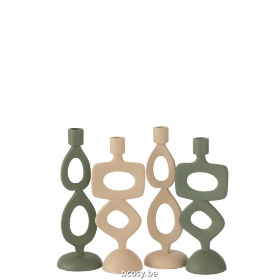 J Line chandeliers candélabres Jolipa Bougeoir Anneaux Aluminium Beige Assortiment De 2.