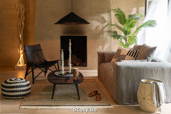 J Line Tavolino Basso Rettangolare Teak Riciclato Nero Mesa Baja Rectangular Teca Reciclada Negro.