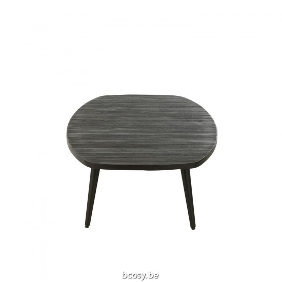 J Line tables de salon basse Jolipa Table Basse Rectangulaire Teck Recycle Noir.