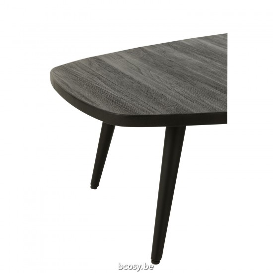 Jline Bijzettafel Rechthoekig Gerecycleerd Teak Zwart.