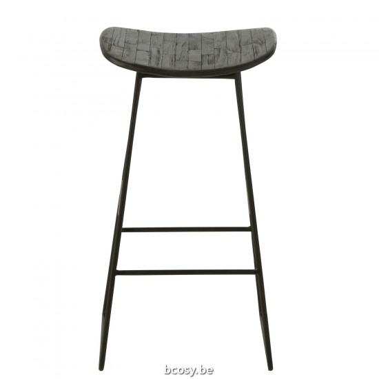 Jline Stoel Rechthoekig Gerecycleerd Teak Zwart Large.