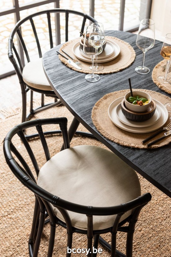 J Line Tavolo Da Pranzo Ovale Teak Riciclato Nero Mesa De Comedor Ovalada Teca Reciclada Negro.