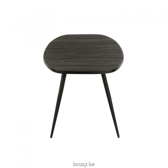 J Line tables a manger de repas Jolipa Table A Manger Ovale Teck Recycle Noir.