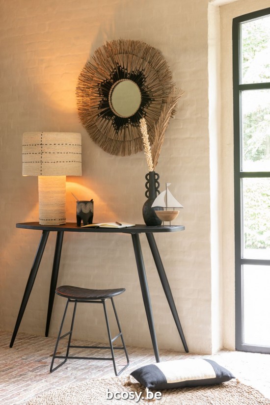 J Line Console Ovale Teak Riciclato Nero Consola Ovalada Teca Reciclada Negro.