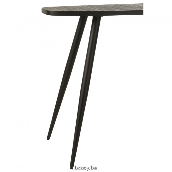 J Line tables de drapier murales Jolipa Console Ovale Teck Recycle Noir.
